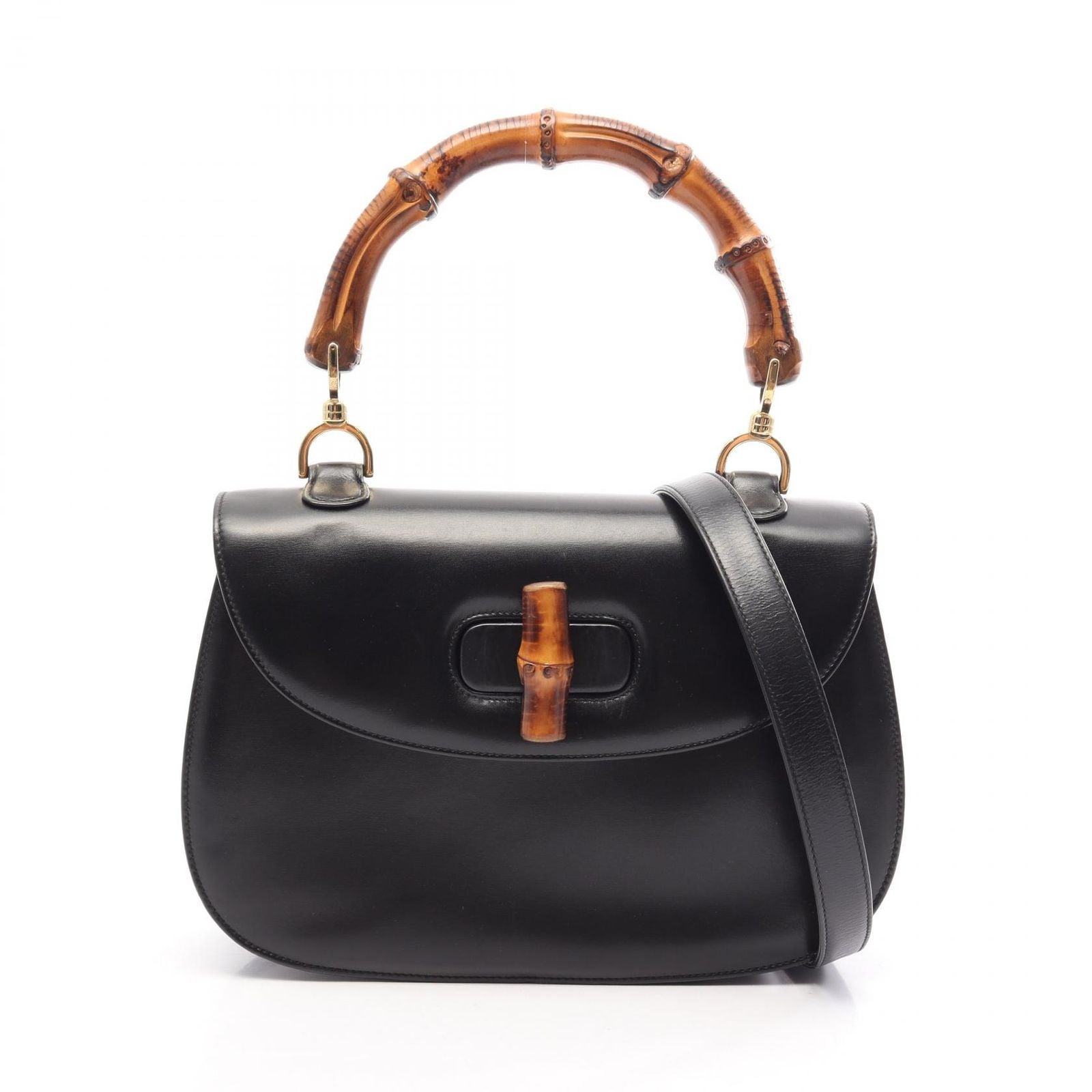 Gucci Vintage Bamboo 2-Way 000 01 Black Leather Shoulder