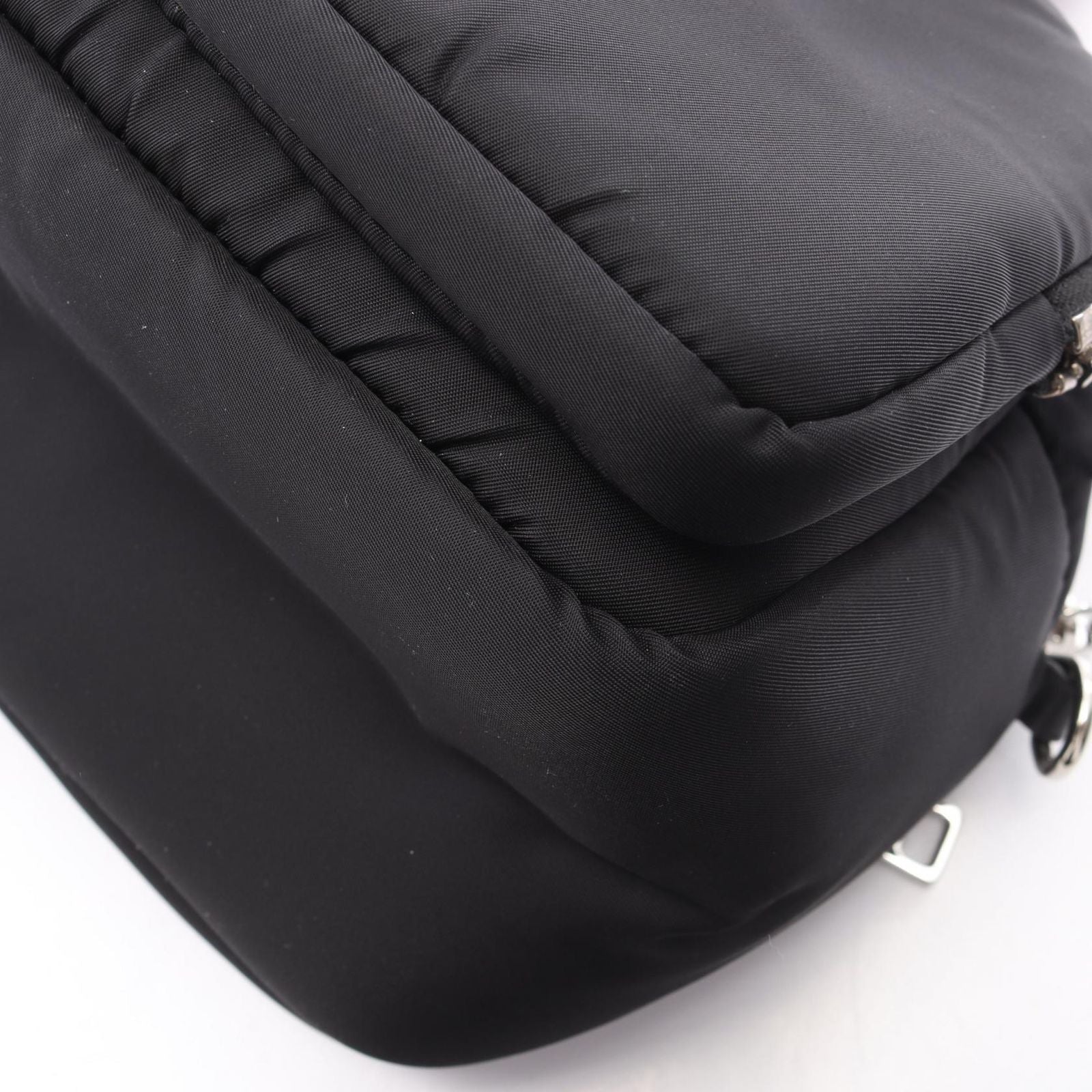 Prada Handbag Triangle Logo 2-Way Black Nylon Leather — view 6