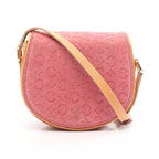 Celine Shoulder Bag C Macadam Pink Beige Suede Leather