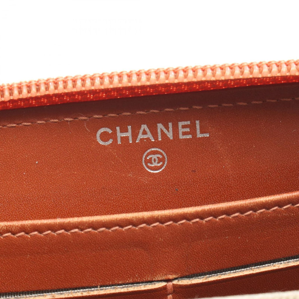 Chanel Round Wallet CC Logo Coral Orange Caviar Leather CC — view 4