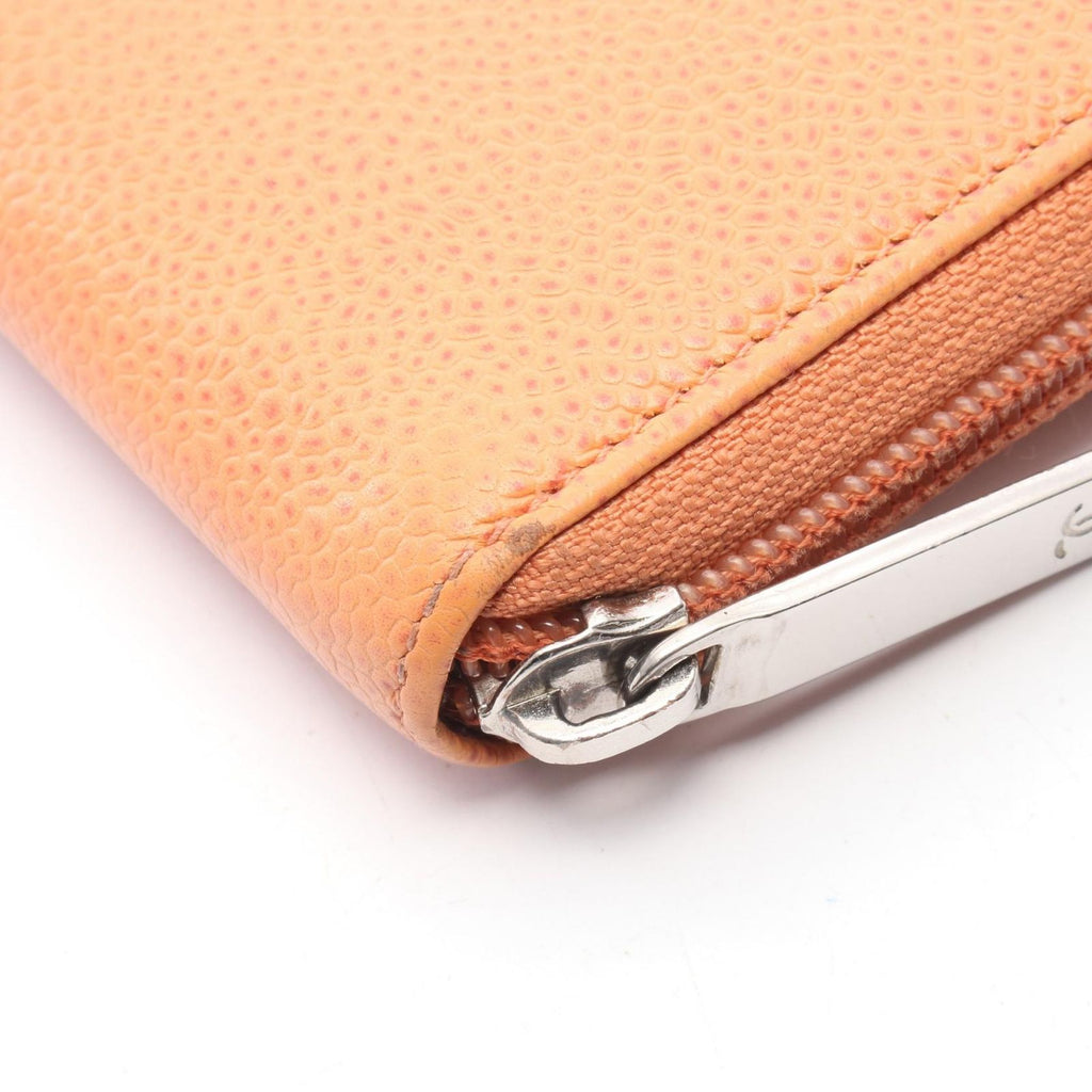 Chanel Round Wallet CC Logo Coral Orange Caviar Leather CC — view 7