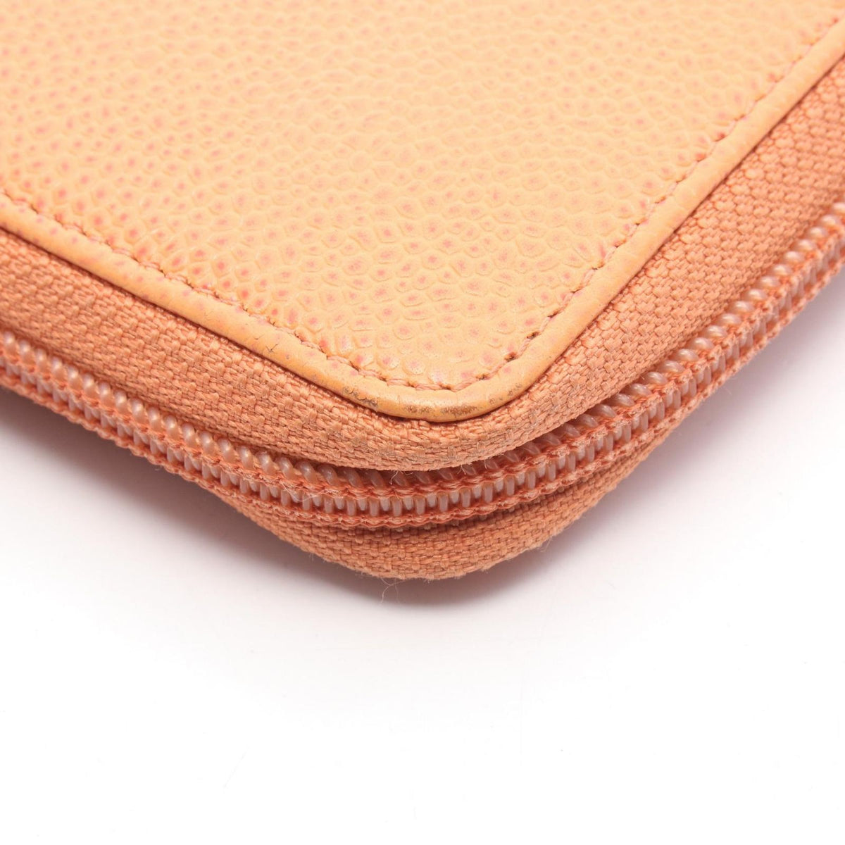 Chanel Round Wallet CC Logo Coral Orange Caviar Leather CC — view 8