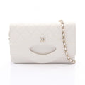 Chanel Shoulder Bag Quilted White Leather Chain Wallet