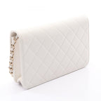 Chanel Shoulder Bag Quilted White Leather Chain Wallet — view 2