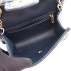 Chanel Shoulder Bag Quilted Navy Caviar Leather Small Chain — view 3
