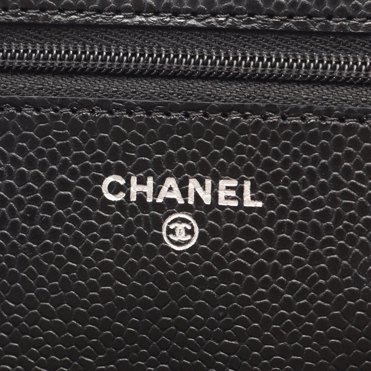 Chanel Shoulder Bag Quilted Black Caviar Leather Chain Wallet — view 5