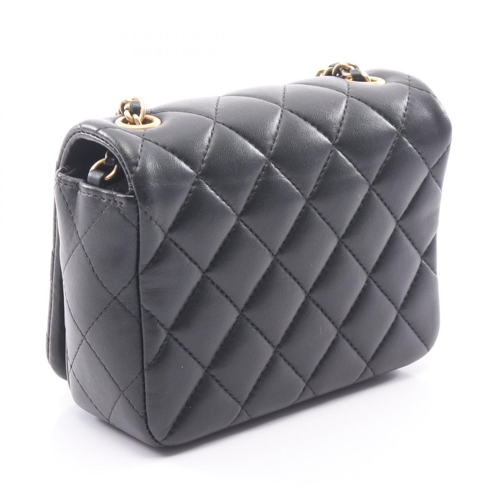 Chanel Shoulder Bag Quilted Black Lambskin Mini Crystal Coco Chain — view 2
