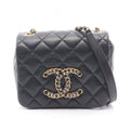 Chanel Shoulder Bag Quilted Black Lambskin Mini Crystal Coco Chain