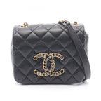 Chanel Shoulder Bag Quilted Black Lambskin Mini Crystal Coco Chain