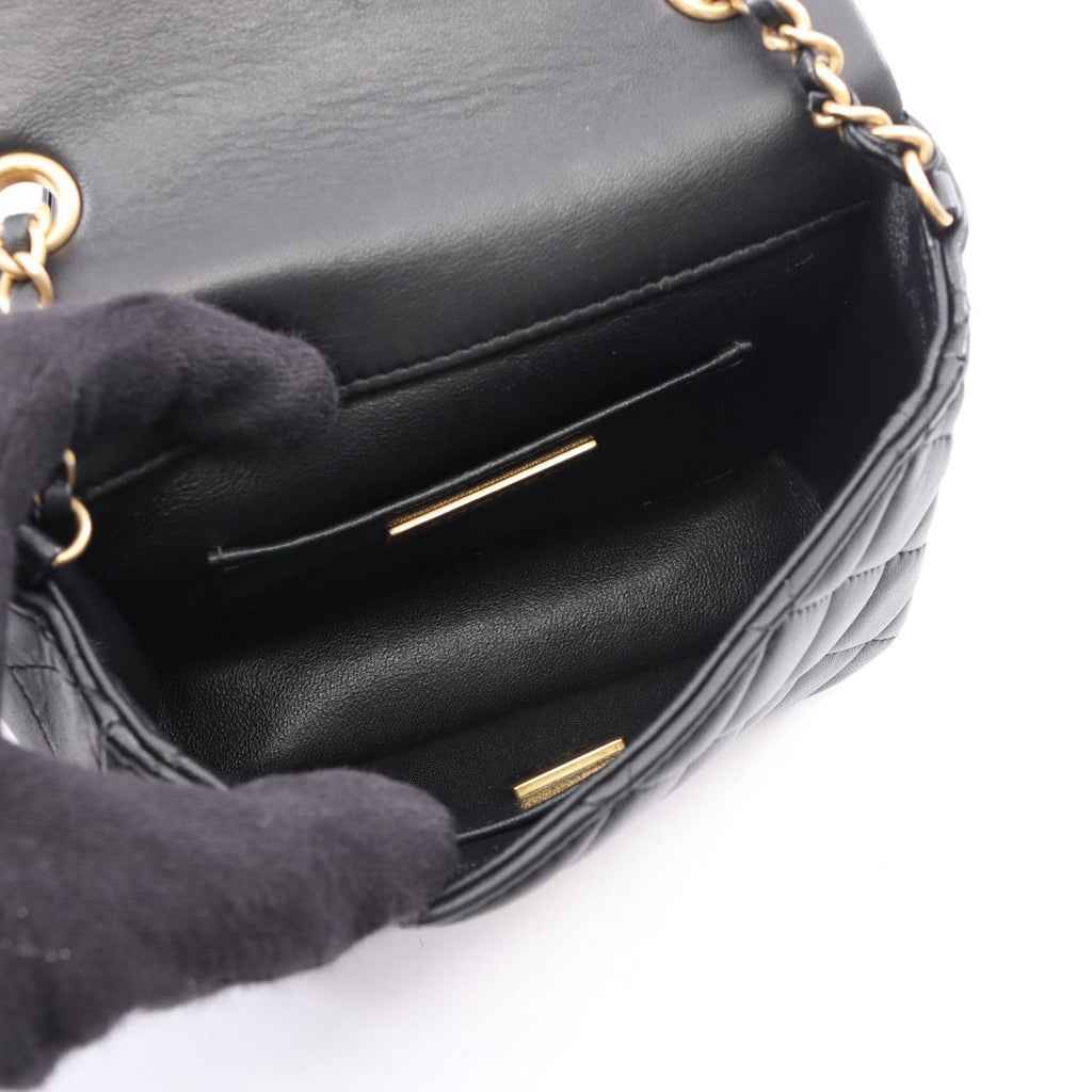Chanel Shoulder Bag Quilted Black Lambskin Mini Crystal Coco Chain — view 3