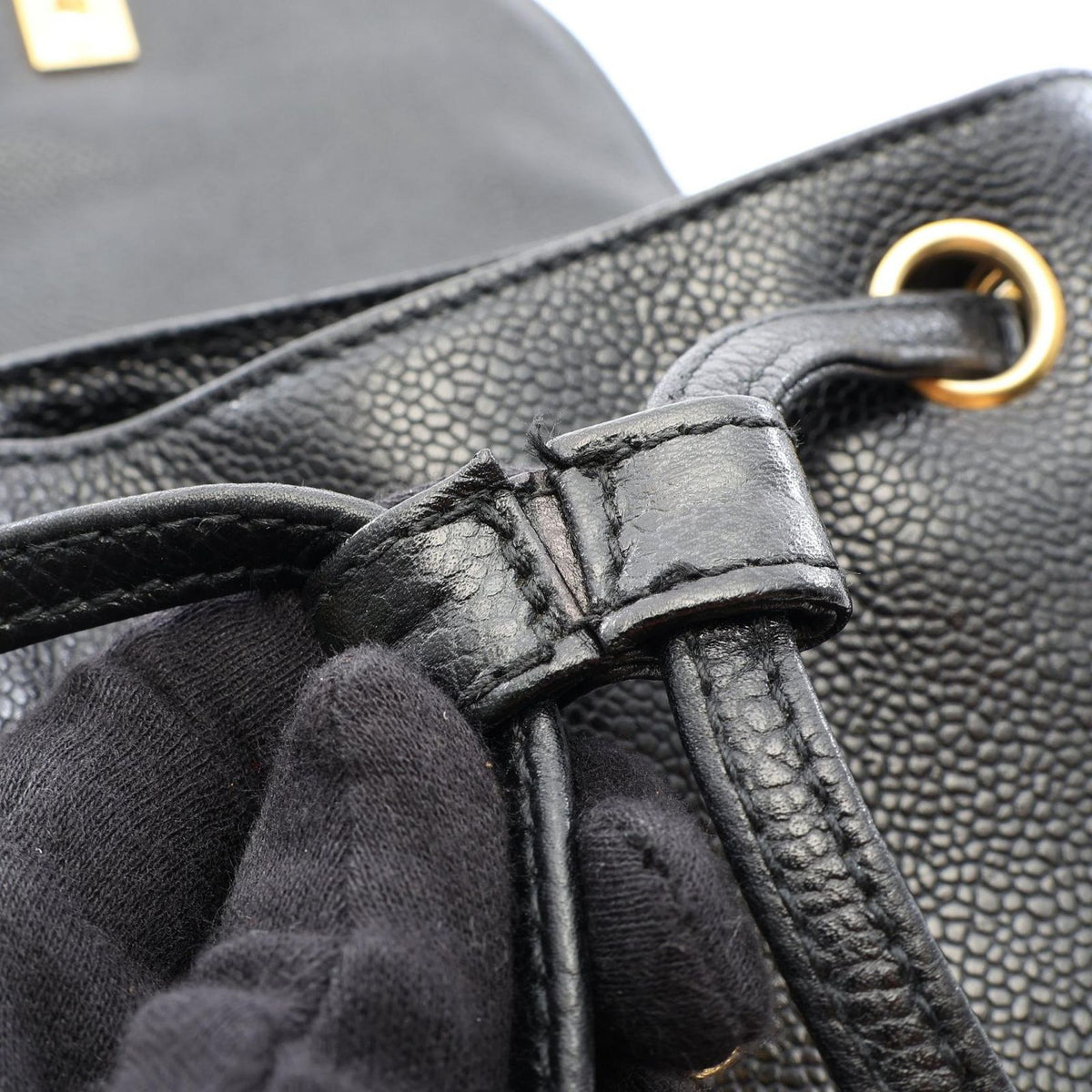 Chanel Backpack Triple Coco Black Caviar Leather — view 6