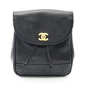 Chanel Backpack Triple Coco Black Caviar Leather