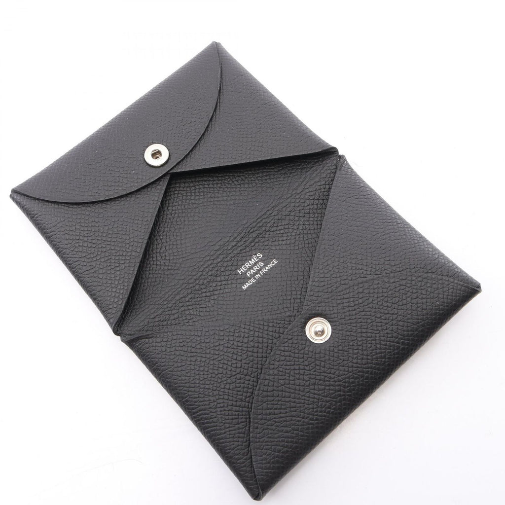 Hermes Coin Case Calvi Black Leather — view 4