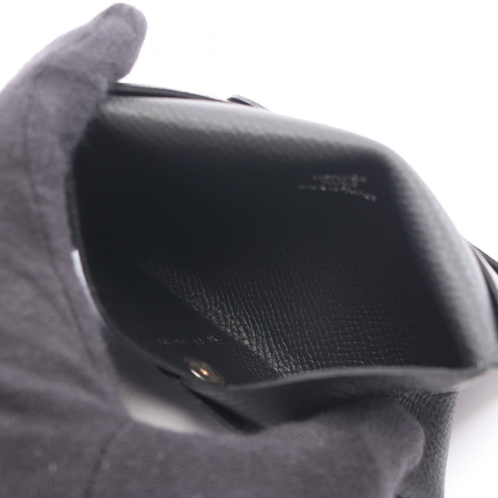 Hermes Coin Case Calvi Black Leather — view 3