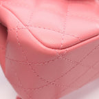 Chanel Shoulder Bag Mini Quilted Pink Lambskin Chain — view 6