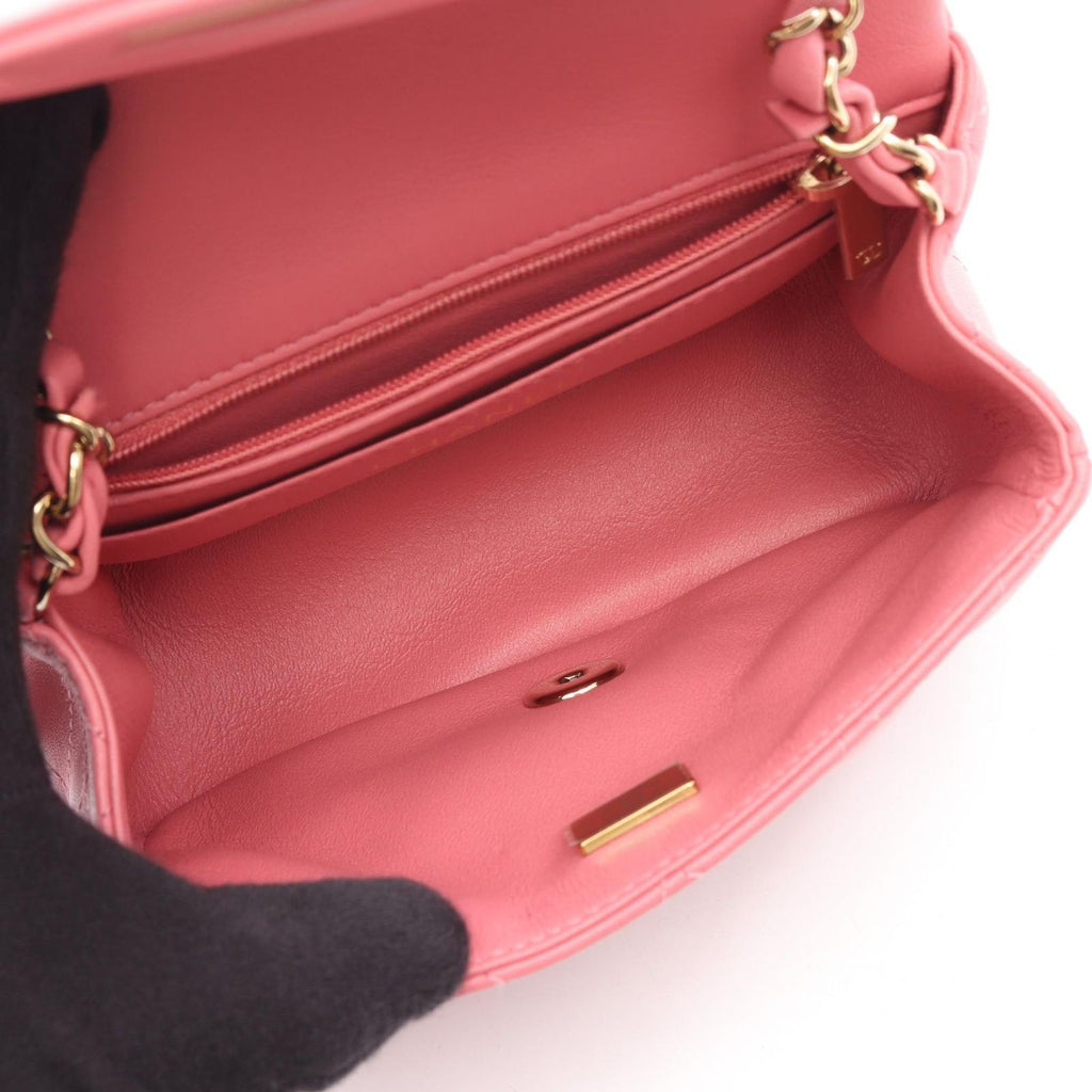 Chanel Shoulder Bag Mini Quilted Pink Lambskin Chain — view 3