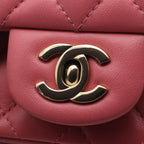 Chanel Shoulder Bag Mini Quilted Pink Lambskin Chain — view 7