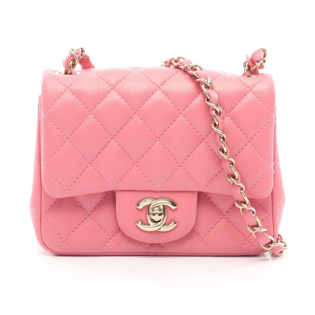 Chanel Shoulder Bag Mini Quilted Pink Lambskin Chain