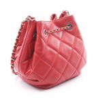 Chanel Shoulder Bag Quilted Red Lambskin Drawstring Bucket Bag AS1801 — view 2