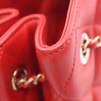 Chanel Shoulder Bag Quilted Red Lambskin Drawstring Bucket Bag AS1801 — view 6