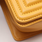 Chanel Shoulder Bag Boy Small Yellow Caviar Leather Chain — view 6