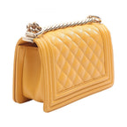 Chanel Shoulder Bag Boy Small Yellow Caviar Leather Chain — view 2