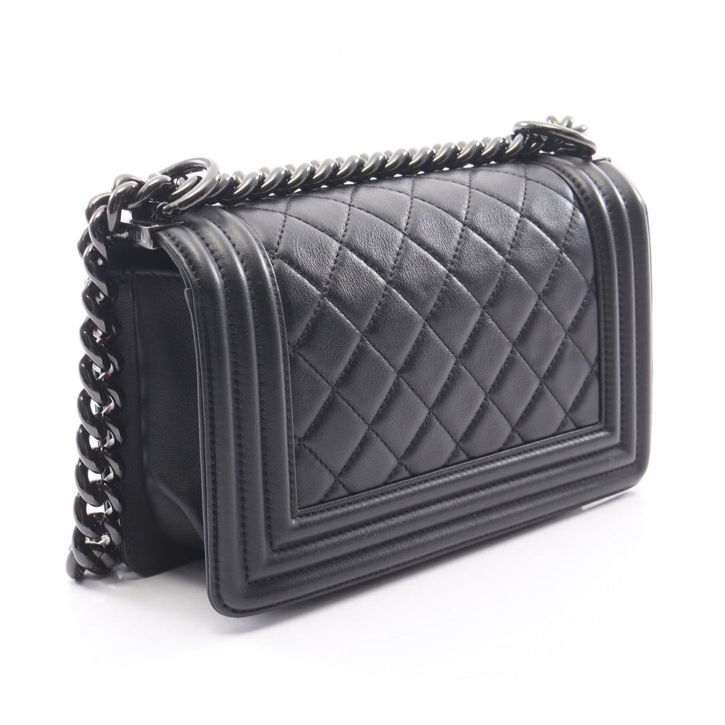Chanel Shoulder Bag Boy Small Black Lambskin Chain — view 2