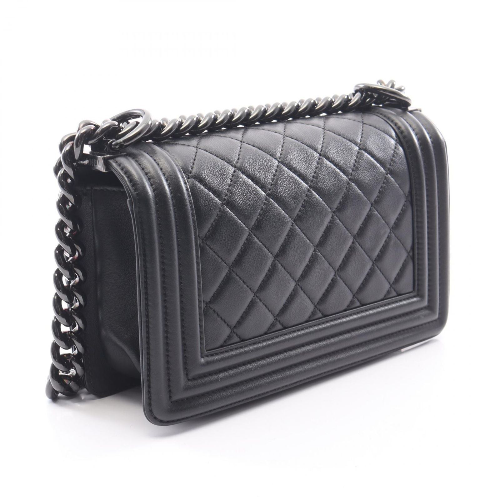 Chanel Shoulder Bag Boy Small Black Lambskin Chain — view 2