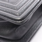 Chanel Shoulder Bag Boy Small Black Caviar Leather Boy Stitch Chain — view 8