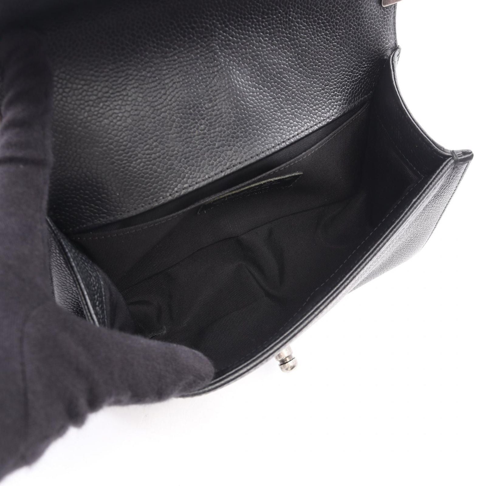 Chanel Shoulder Bag Boy Small Black Caviar Leather Boy Stitch Chain — view 3