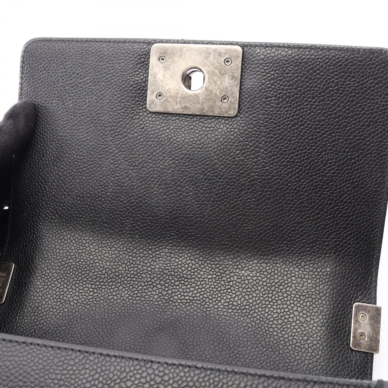Chanel Shoulder Bag Boy Small Black Caviar Leather Boy Stitch Chain — view 6