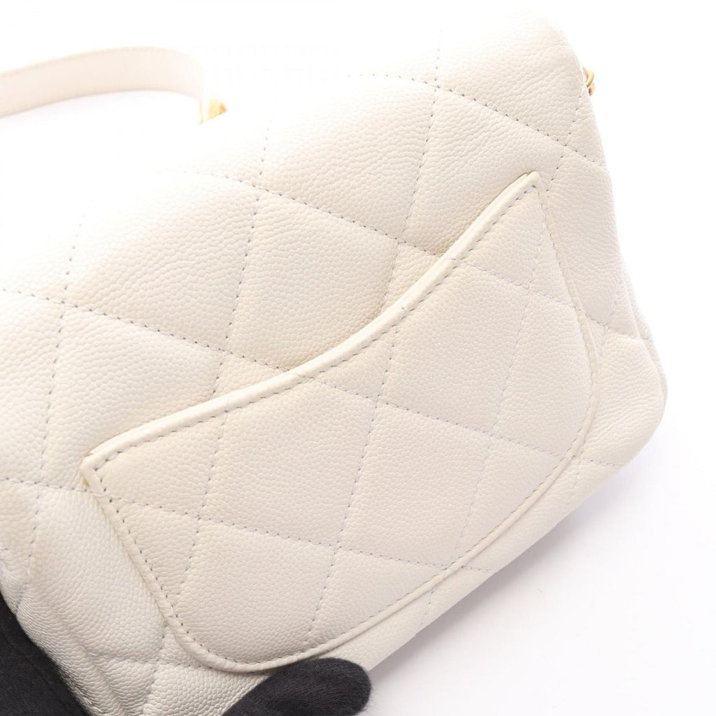 Chanel Shoulder Bag Mini Quilted White Caviar Leather Small Flap Chain — view 7