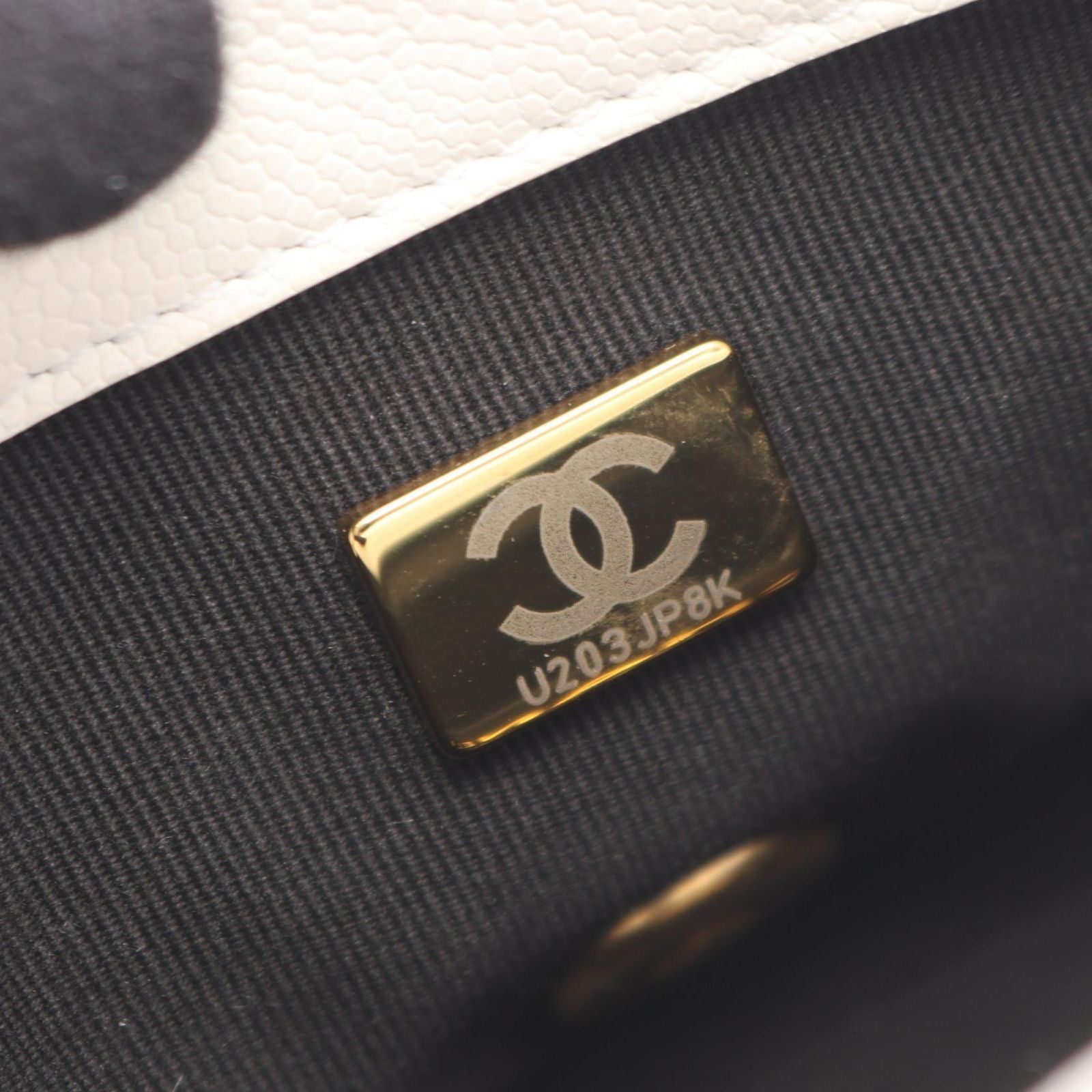 Chanel Shoulder Bag Mini Quilted White Caviar Leather Small Flap Chain — view 5