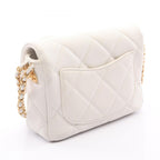 Chanel Shoulder Bag Mini Quilted White Caviar Leather Small Flap Chain — view 2