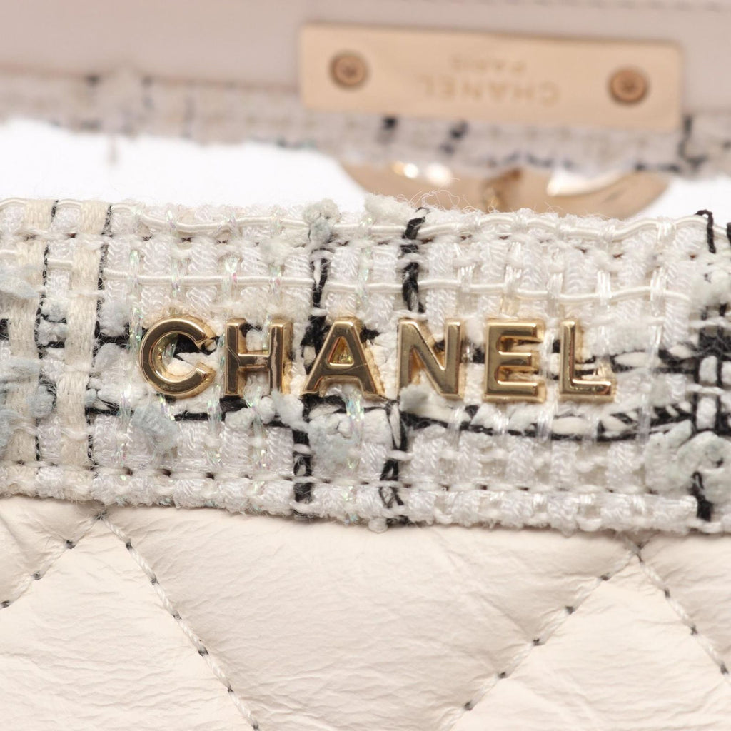 Chanel Shoulder Bag Quilted 2-Way White Calf Fabric — view 8