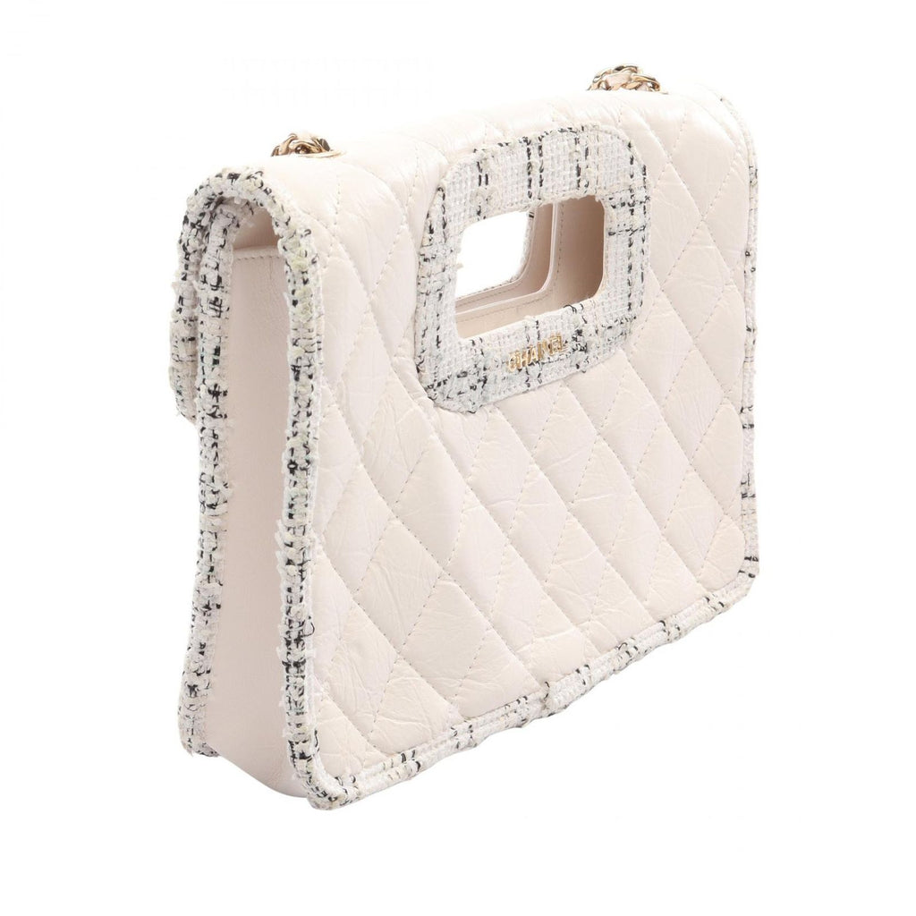 Chanel Shoulder Bag Quilted 2-Way White Calf Fabric — view 2