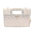 Chanel Shoulder Bag Quilted 2-Way White Calf Fabric