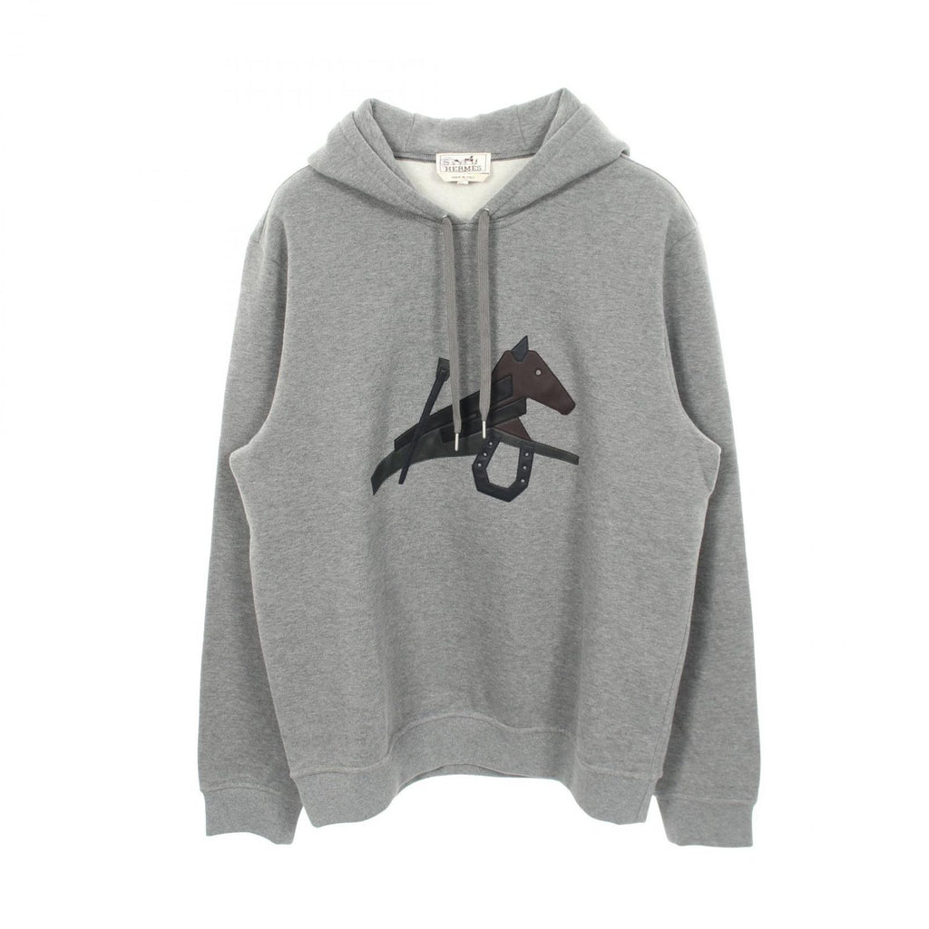 Hermes Hoodie Puzzle Equestre Leather Patch Brushed Lining Cotton Pullover