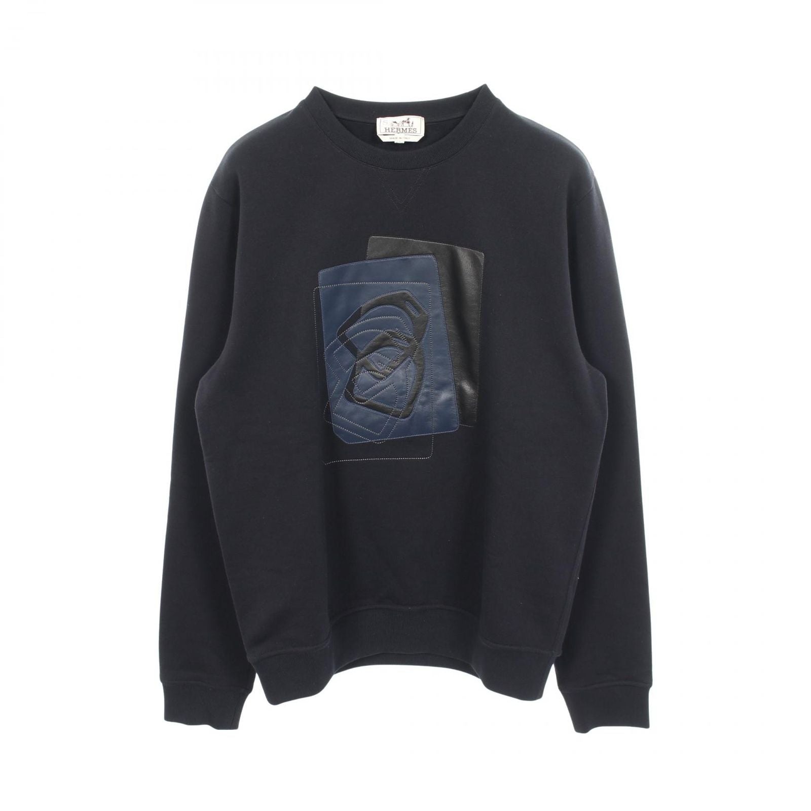Hermes Sweatshirt Etriers Decales Leather Patch Brushed Lining Cotton
