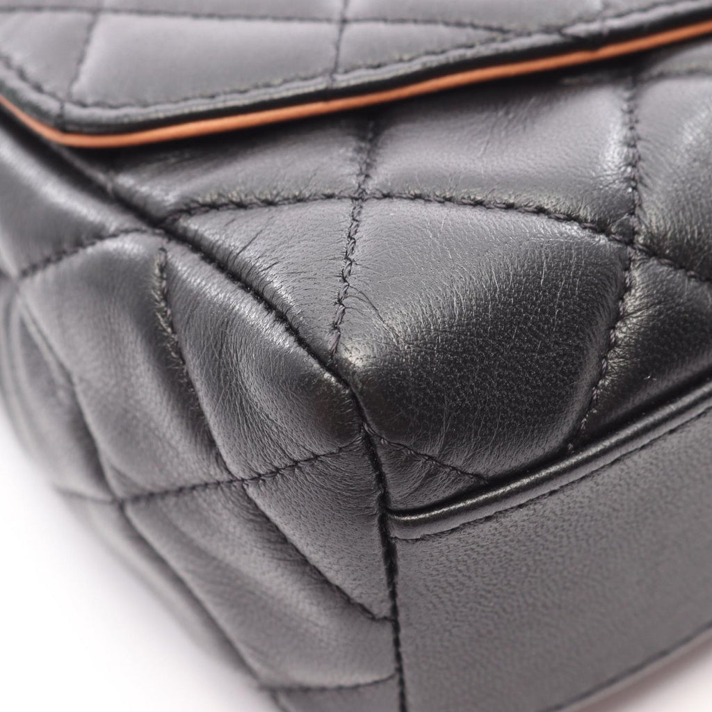 Chanel Shoulder Bag Quilted Black Lambskin Round Flap Chain — view 8