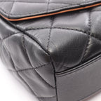 Chanel Shoulder Bag Quilted Black Lambskin Round Flap Chain — view 8