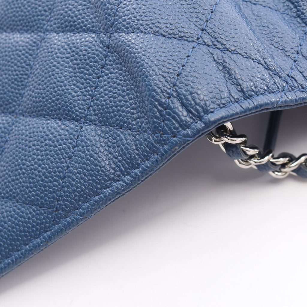 Chanel Shoulder Bag Quilted Chain Wallet Blue Caviar Leather — view 6
