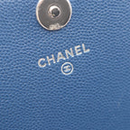 Chanel Shoulder Bag Quilted Chain Wallet Blue Caviar Leather — view 4