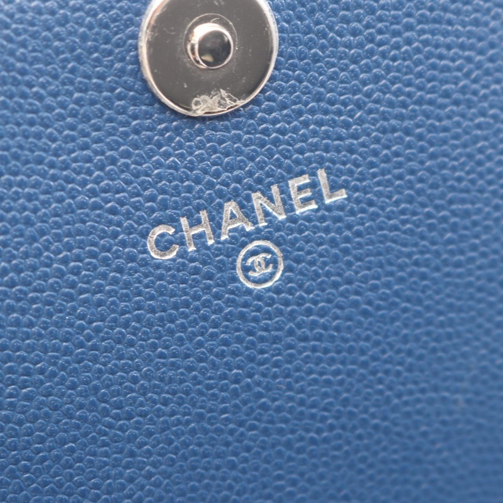 Chanel Shoulder Bag Quilted Chain Wallet Blue Caviar Leather — view 4