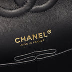 Chanel Shoulder Bag Quilted Double Flap Black White Lambskin Bicolor Chain — view 4