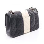 Chanel Shoulder Bag Quilted Double Flap Black White Lambskin Bicolor Chain — view 2