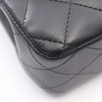 Chanel Shoulder Bag Quilted Double Flap Black White Lambskin Bicolor Chain — view 7