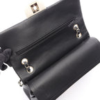 Chanel Shoulder Bag Quilted Double Flap Black White Lambskin Bicolor Chain — view 6
