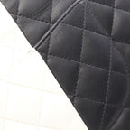 Chanel Shoulder Bag Quilted Double Flap Black White Lambskin Bicolor Chain — view 8