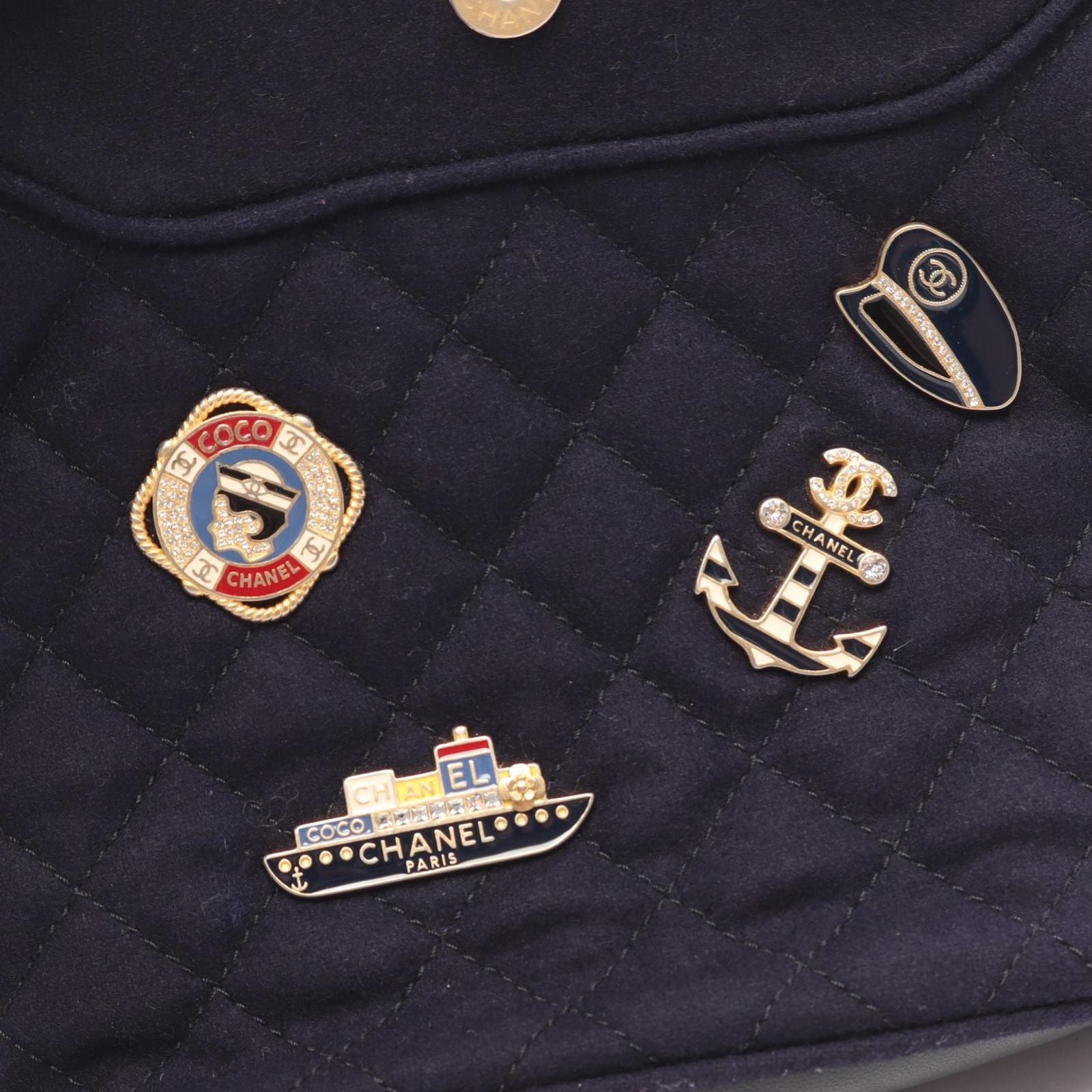 Chanel Shoulder Bag Paris Hamburg Navy Wool Small — view 7